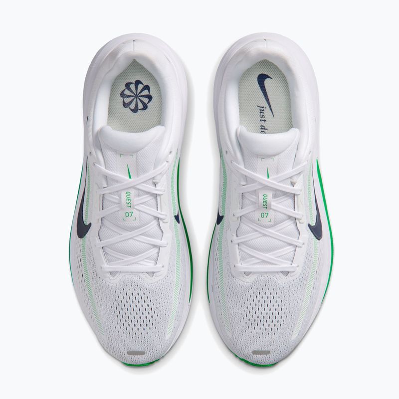 Scarpe da corsa uomo Nike Quest 7 white/green spark/midnight navy 5