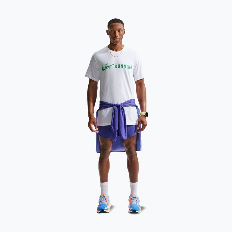 Maglia da corsa da uomo Nike Dri-Fit Running T-Shirt white/green spark 2