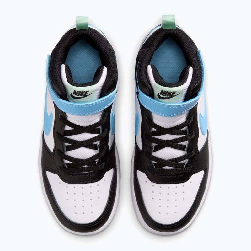 Scarpe per bambini Nike Court Borough Mid 2 white/black/arctic green/football blue 4