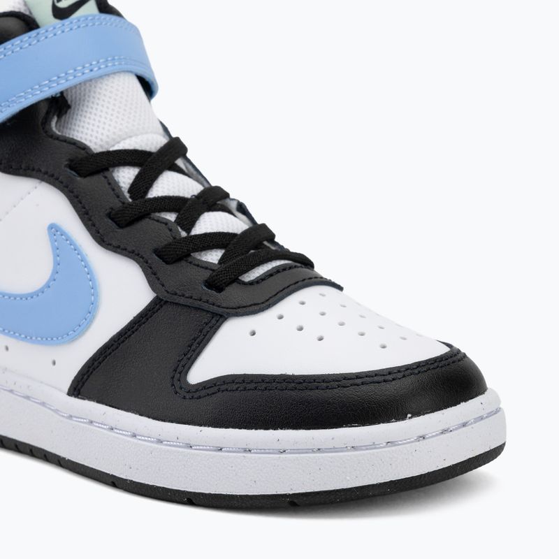Scarpe per bambini Nike Court Borough Mid 2 white/black/arctic green/football blue 7