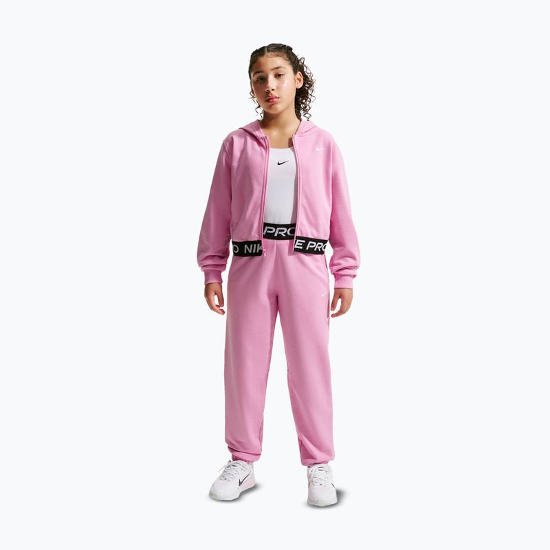 Felpa bambini Nike Pro Fleece pink rise/pink rise/black/white 7
