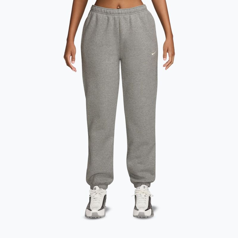 Pantaloni da donna Nike Studio Fleece dark grey heather/sail