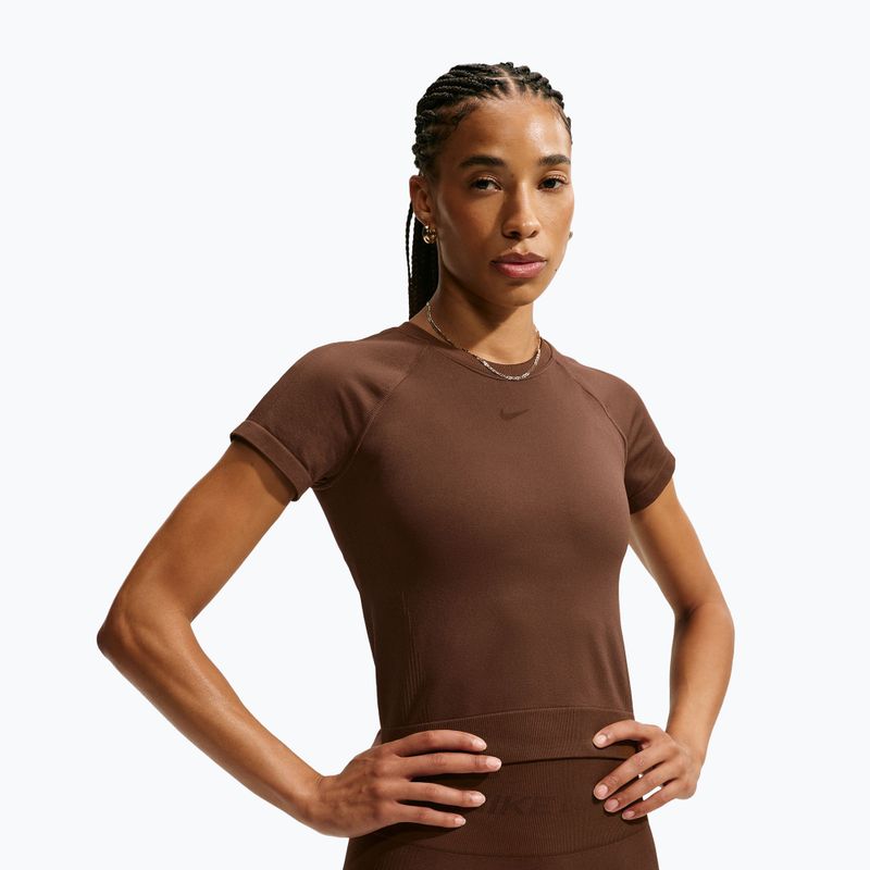 Maglia da allenamento donna Nike Pro Seamless Dri-Fit SS cacao wow 4