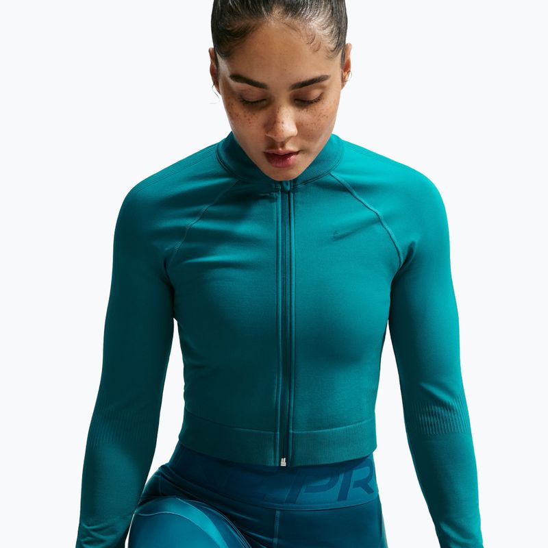Felpa da allenamento donna Nike Pro Seamless Full Zip Top bright spruce 4