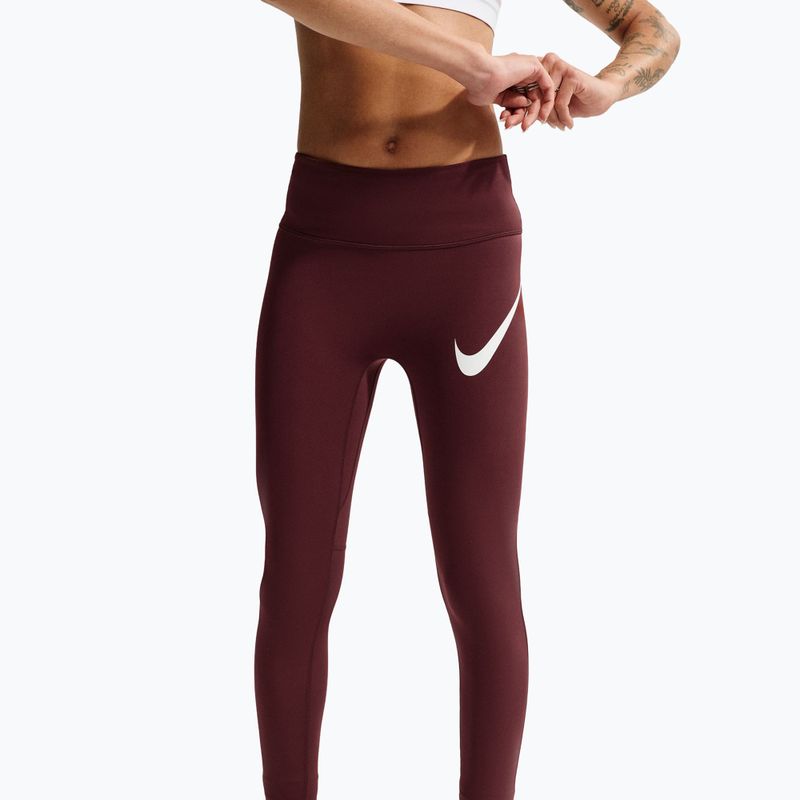Leggings da corsa da donna Nike Tempo Swoosh Run High-Waisted 7/8 mystic dates/white 5