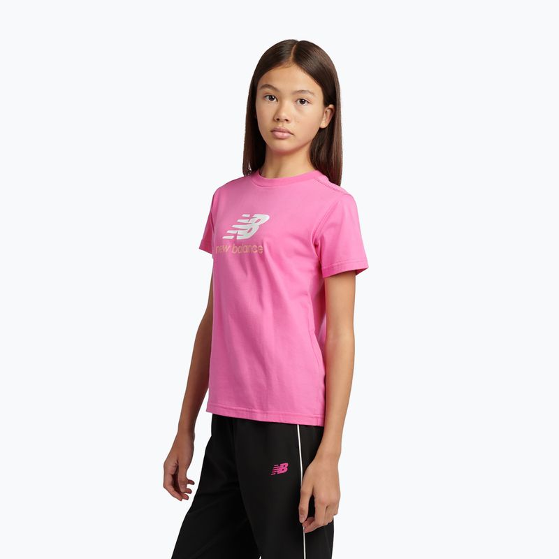 Maglietta per bambini New Balance Jersey Stacked Logo Tee pink satin 4