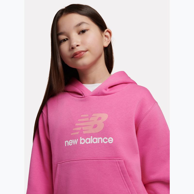 Felpa per bambini New Balance FT Stacked Logo Hoodie pink satin 5