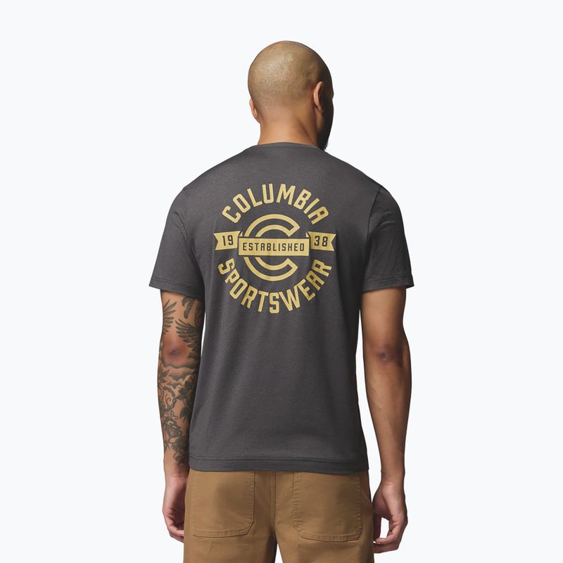 T-shirt da uomo Columbia Parsons Point SS Back Graphic Tee black heather blocky banner button 3