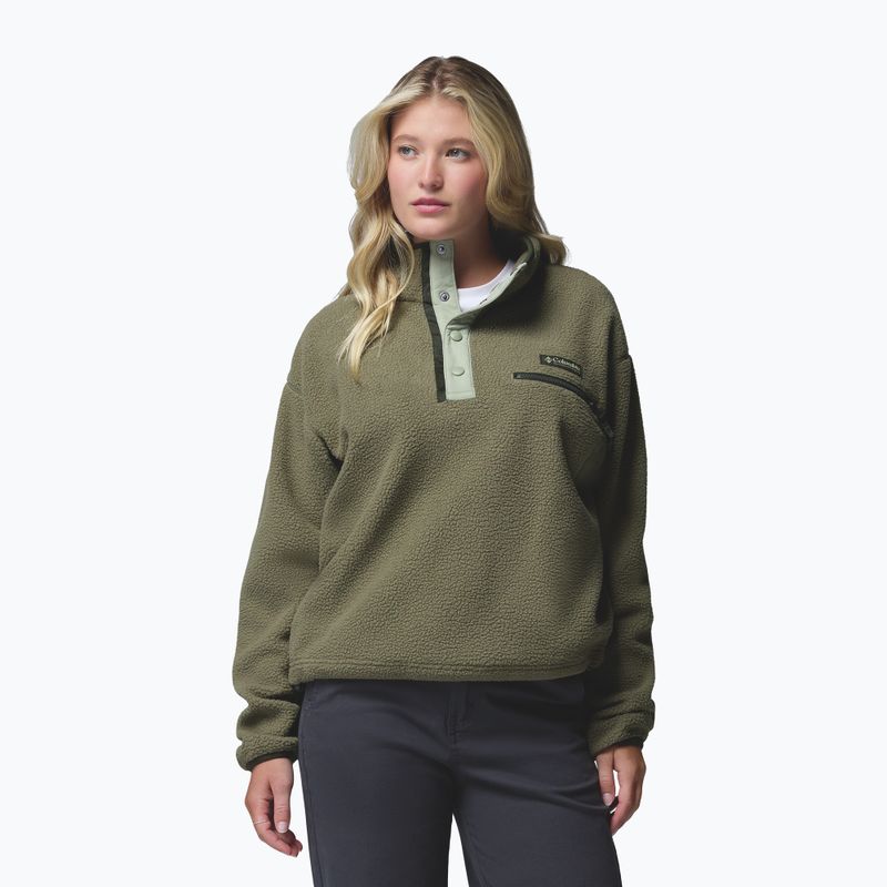 Pile donna Columbia Helvetia II Cropped Half Snap Fleece stone green/safari