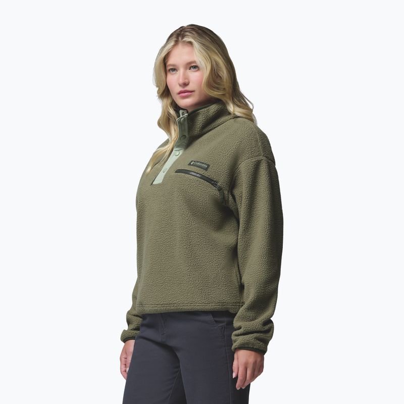 Pile donna Columbia Helvetia II Cropped Half Snap Fleece stone green/safari 4