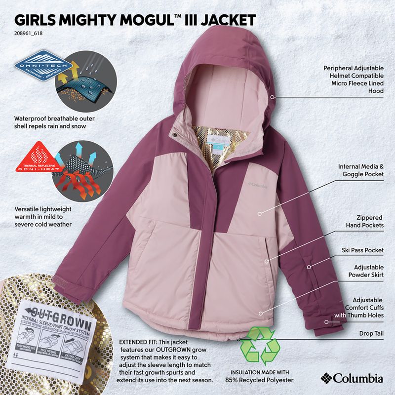Giacca da sci bambino Columbia Mighty Mogul III mineral pink/antique mauve 4
