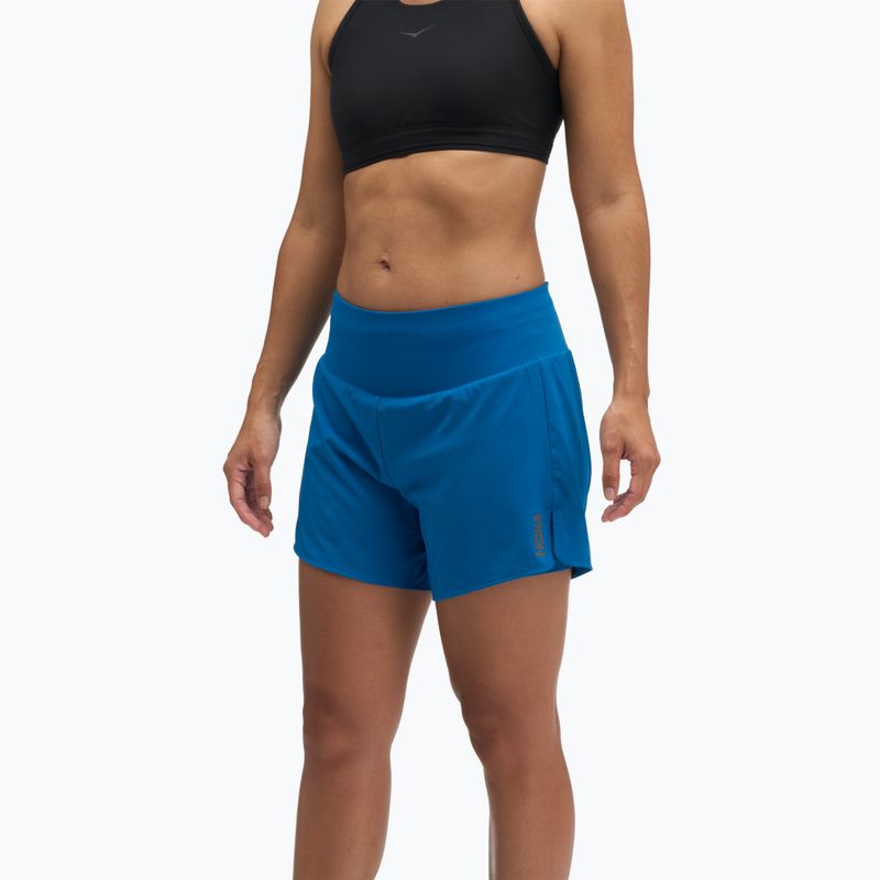 Pantaloncini da corsa da donna HOKA Glide Short 5" 2in1 night glow blue