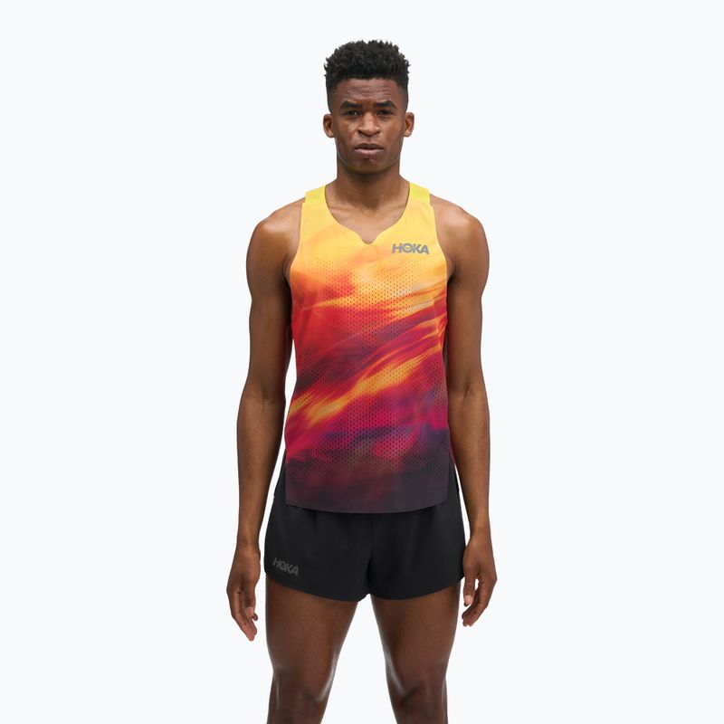Maglia da corsa da uomo HOKA Race Day Singlet TR Print hoka citrus