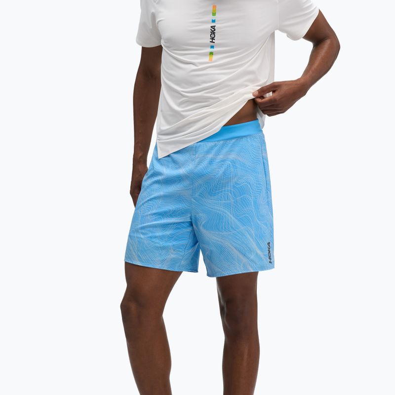 Pantaloncini da corsa da uomo HOKA Glide Short 7" CLF PRT mineral blue