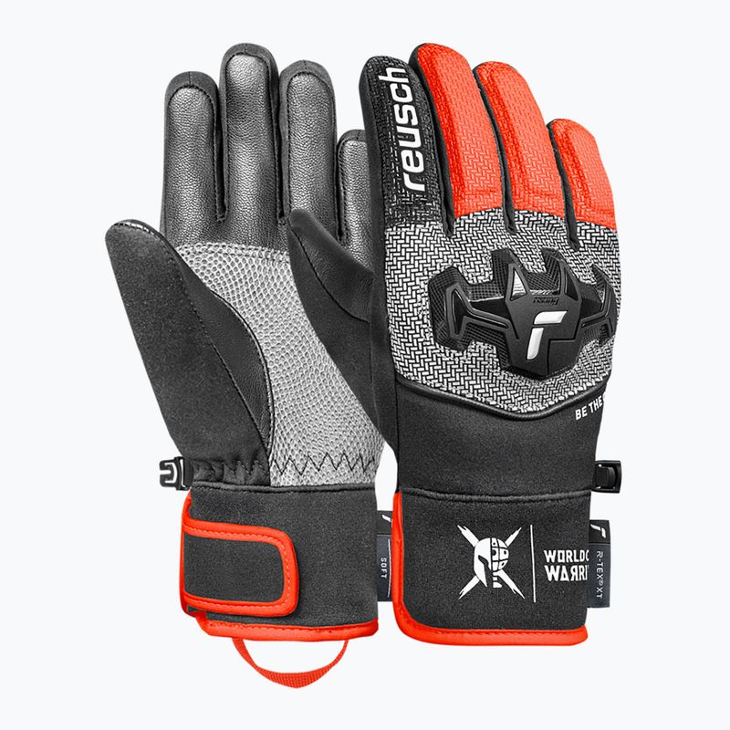 Guanti da sci per bambini Reusch Worldcup Warrior R-Tex XT Junior black/silver/fluo red 2