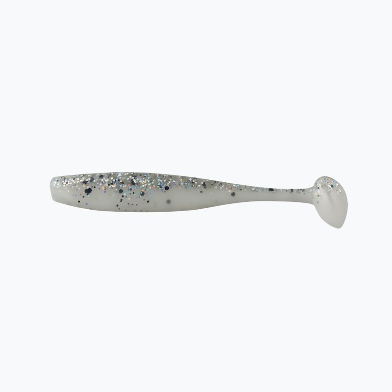 Esca in gomma Relax Bass 2,5 laminata 4 pezzi trasparente/nero/ologramma glitter/bianco