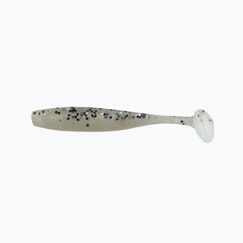 Esca in gomma Relax Bass 2,5 laminata 4 pezzi trasparente/nero/ologramma glitter/bianco perla