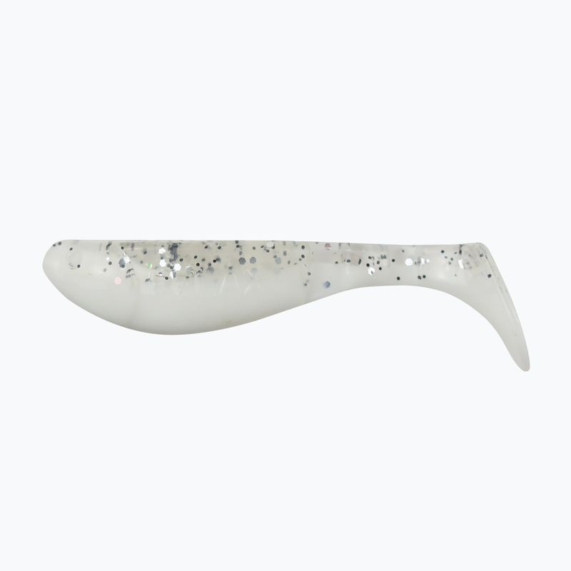 Esca in gomma Relax Zoccolo 2,5 Laminato 4 pezzi bianco chiaro/nero ologramma glitterato