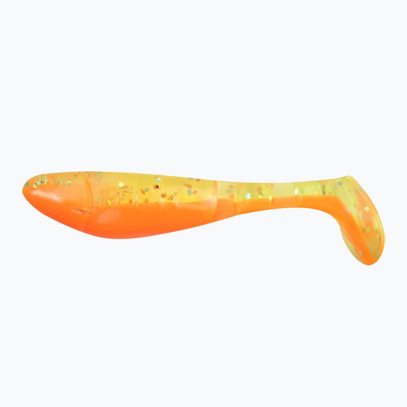 Esca in gomma Relax Hoof 2,5 laminata 4 pz. arancione chartreuse/ologramma glitterato