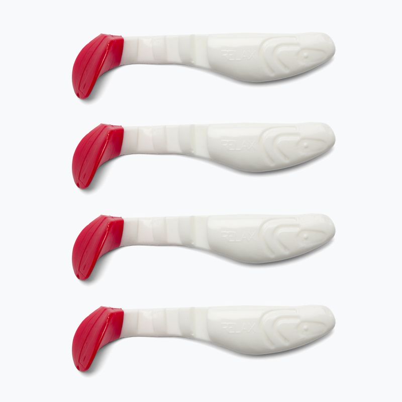 Esca in gomma Relax Hoof 4 Tail 4 pezzi bianco/rosso