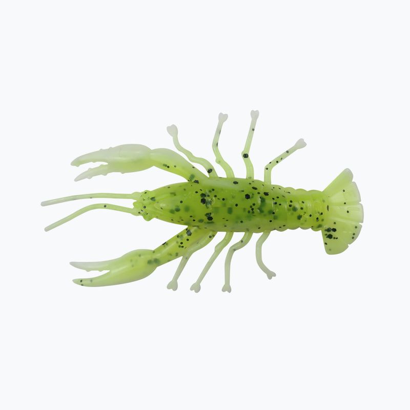 Relax Crawfish 2 Esca in gomma laminata 4 pezzi chartreuse/nero jumbo glitter/bianco