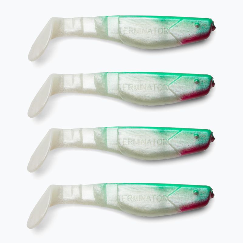 Esca in gomma Relax Terminator 3 Standard 4 pezzi verde/bianco perla