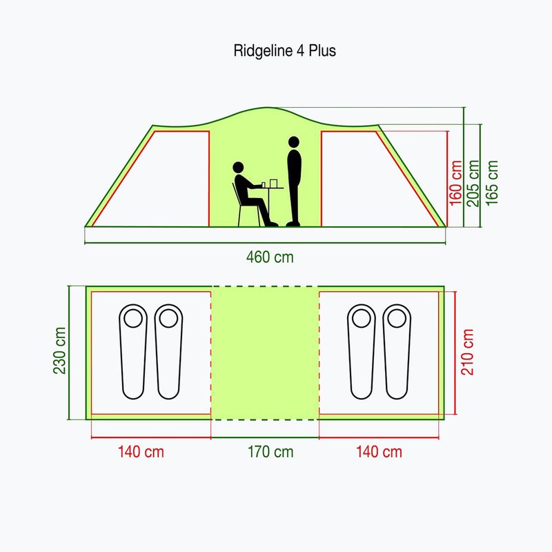 Tenda da campeggio per 4 persone Coleman Ridgeline 4 Plus verde 2