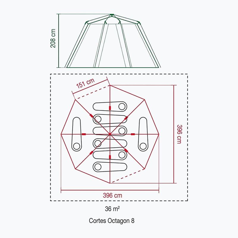 Tenda da campeggio Coleman Cortes Octagon 8 persone arancione 2