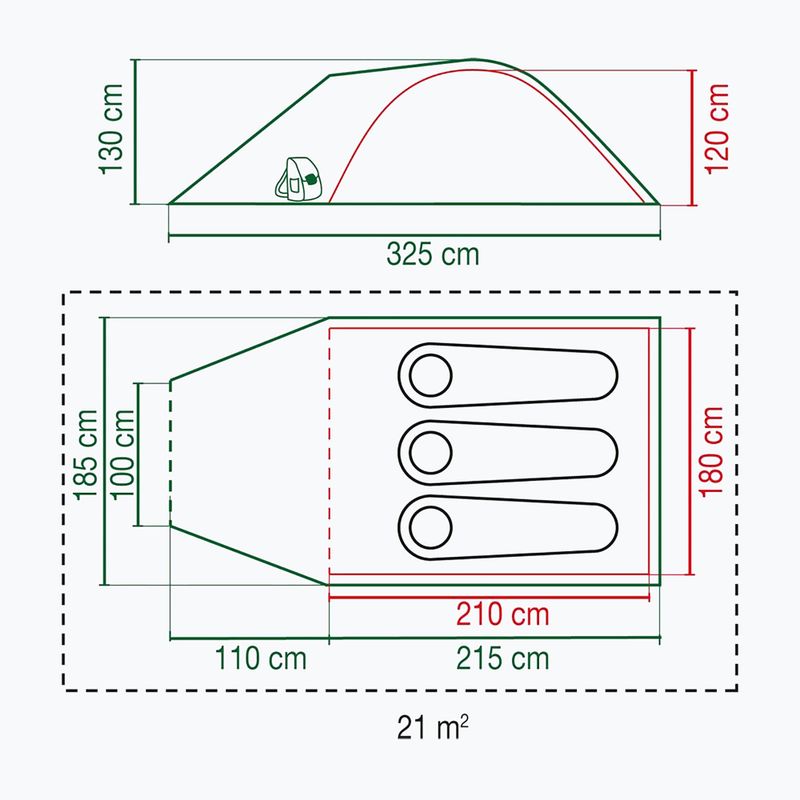 Tenda da campeggio per 3 persone Coleman Kobuk Valley 3 Plus verde 2