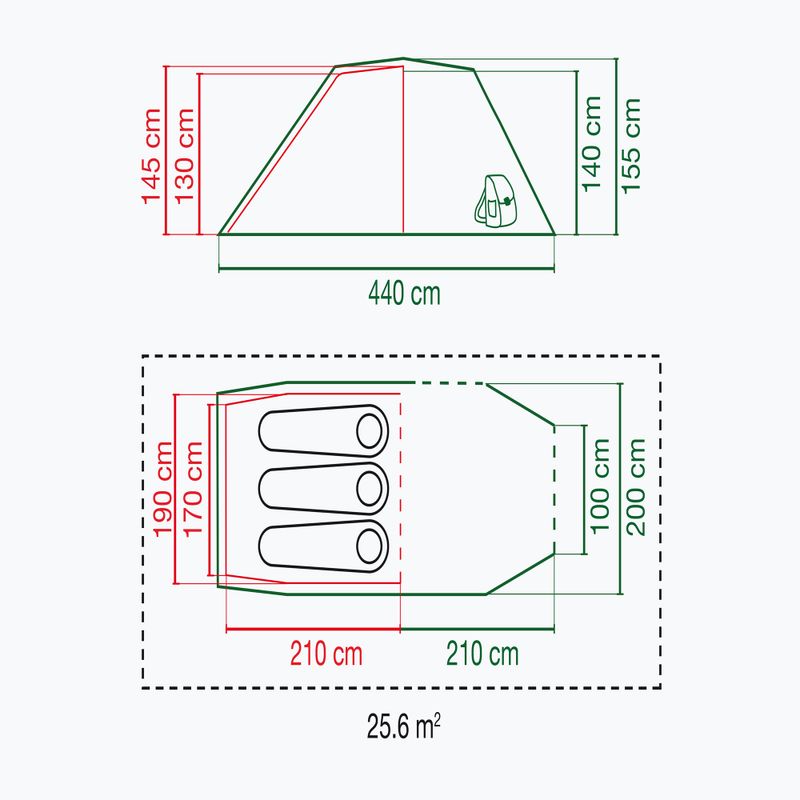 Tenda da campeggio per 3 persone Coleman Tasman 3 Plus verde 2