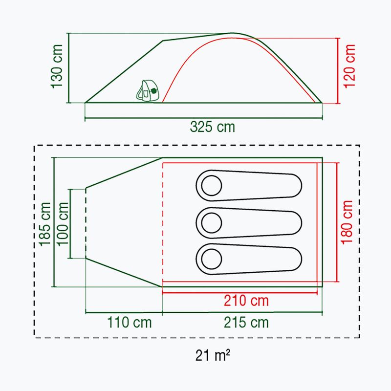 Tenda da campeggio per 3 persone Coleman The Blackout rosso/nero 3