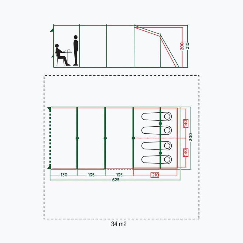 Tenda da campeggio per 4 persone Coleman Vail 4 Long verde 2