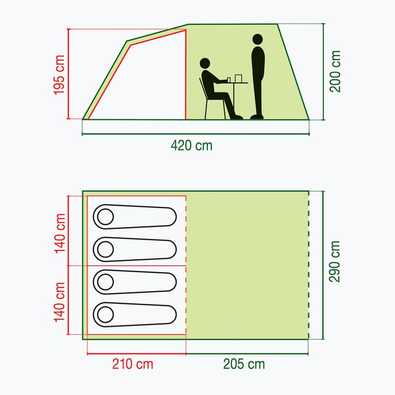 Tenda da campeggio per 4 persone Coleman Coastline 4 Deluxe verde 2