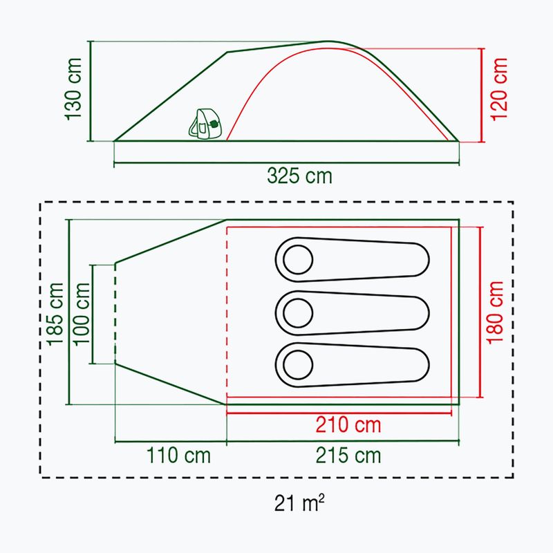 Tenda da campeggio per 3 persone Coleman Darwin 3+ nero/grigio 2