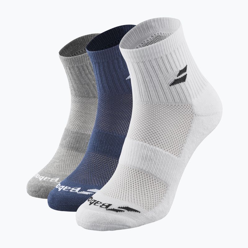 Calzini Babolat Quarter 3 Pack bianco/blu estense/grigio