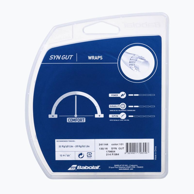 Corda da tennis Babolat Syn Gut 12 m 1,25 mm 2021 bianco 2
