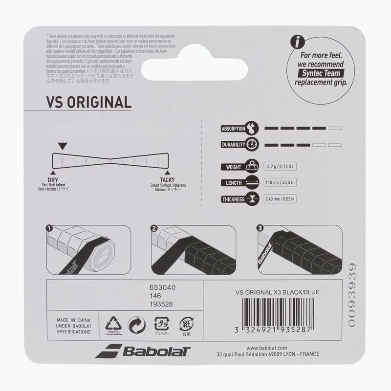 Babolat Vs Original fasce per racchette da tennis 3 pezzi nero/blu 2