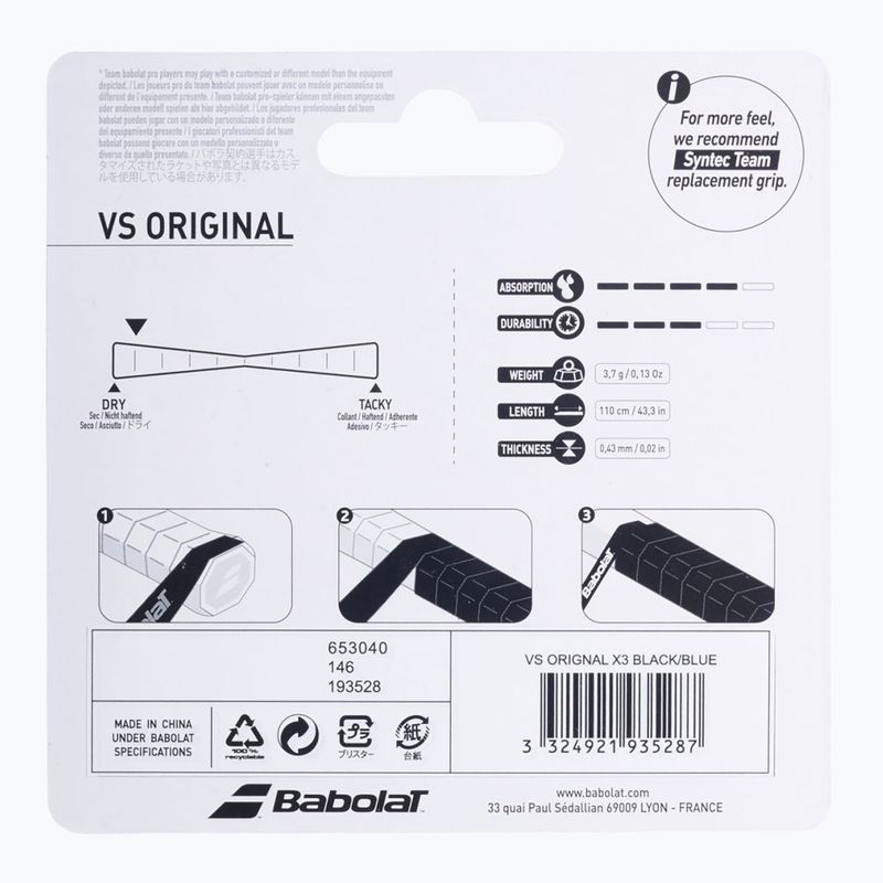 Babolat Vs Original fasce per racchette da tennis 3 pezzi nero/giallo fluo 2