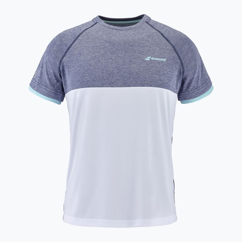 Maglietta da tennis Babolat Play Crew Neck uomo bianco/blu heather