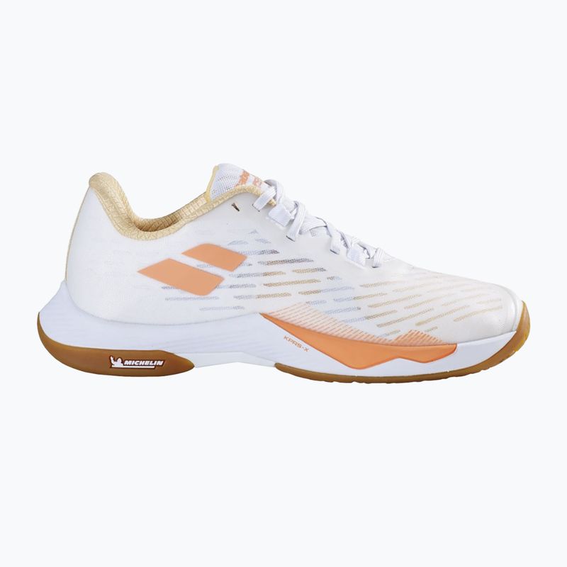 Scarpe da badminton da donna Babolat Shadow Tour 5 W bianco/giallo 9