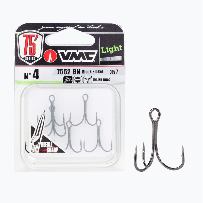 Ancora da pesca VMC Light Inline Treble Triple 7552BN nichel nero