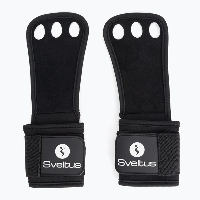 Sveltus Premium Hole Hand Grip pelli da ginnastica per allenamento di forza e crossfit nero 5656 3