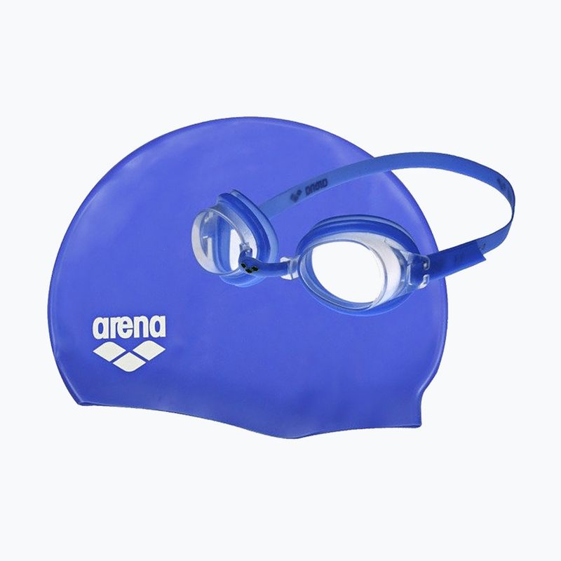 Set per bambini di occhiali da piscina + cuffia blu chiara/blu bianca