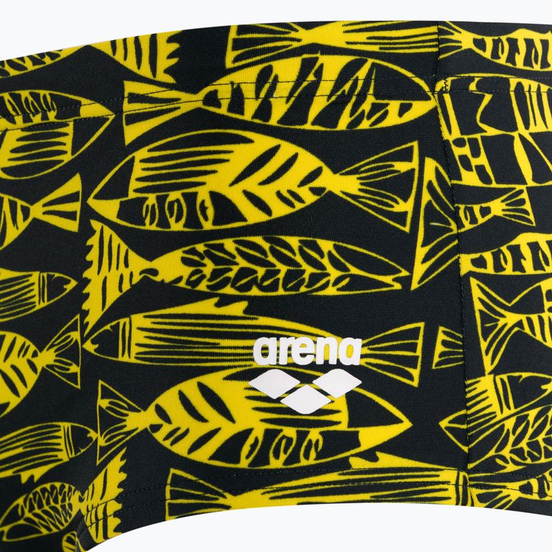 Boxer da bagno arena da uomo Fisk Short a vita bassa nero/giallo star 3