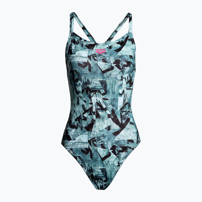 Costume da bagno intero donna arena Glitch One Piece L nero/rosa
