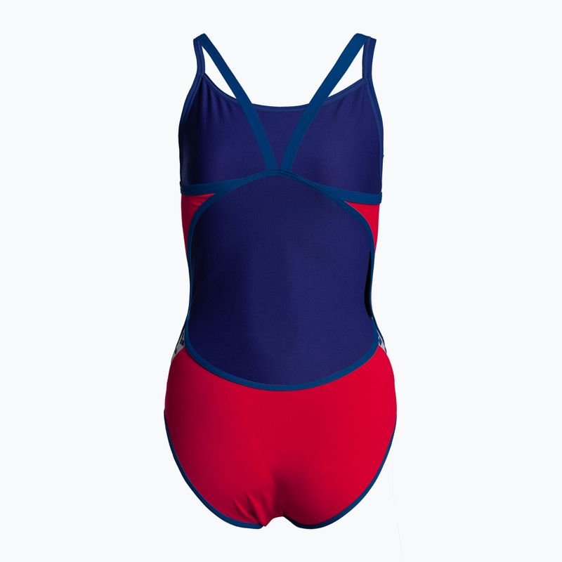 Costume da bagno intero donna arena Team Stripe Super Fly Back One Piece rosso fluo/royal 2
