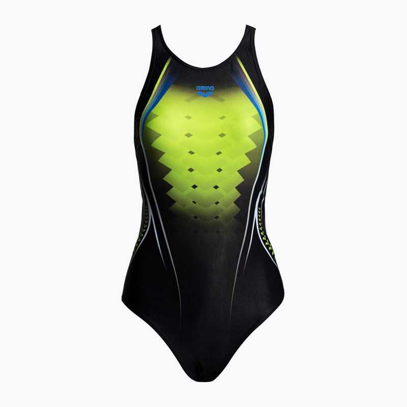 Costume da bagno intero donna arena One Placed Print One Piece nero/verde morbido