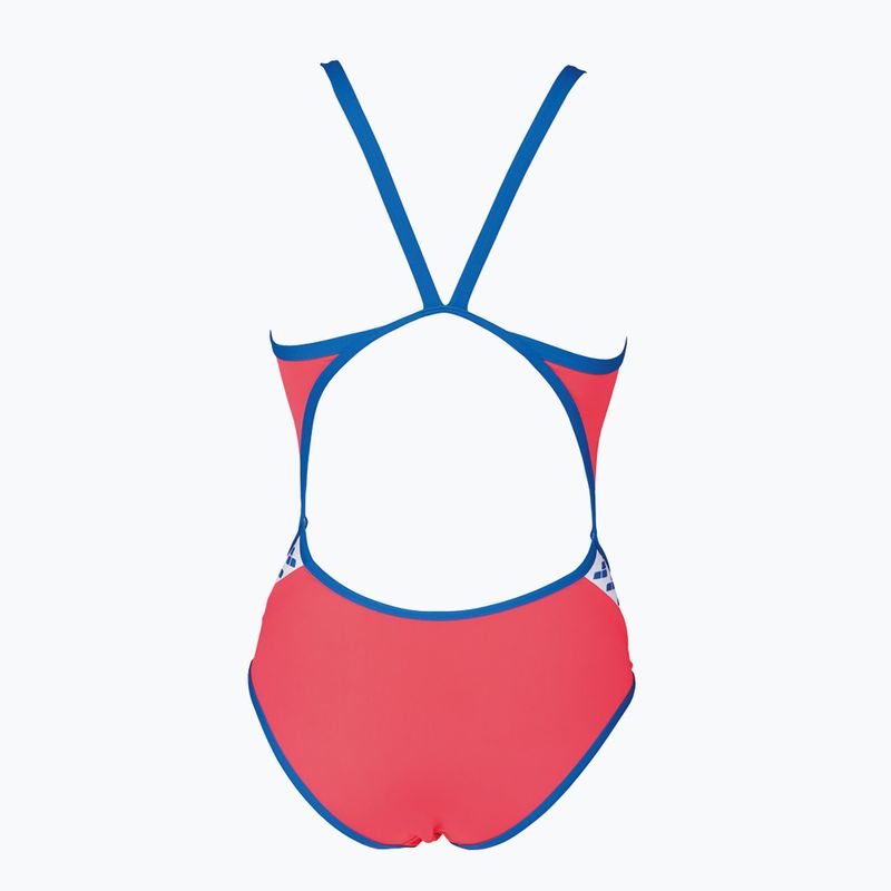 Costume da bagno intero donna arena Team Stripe Super Fly Back One Piece rosso fluo/royal 6