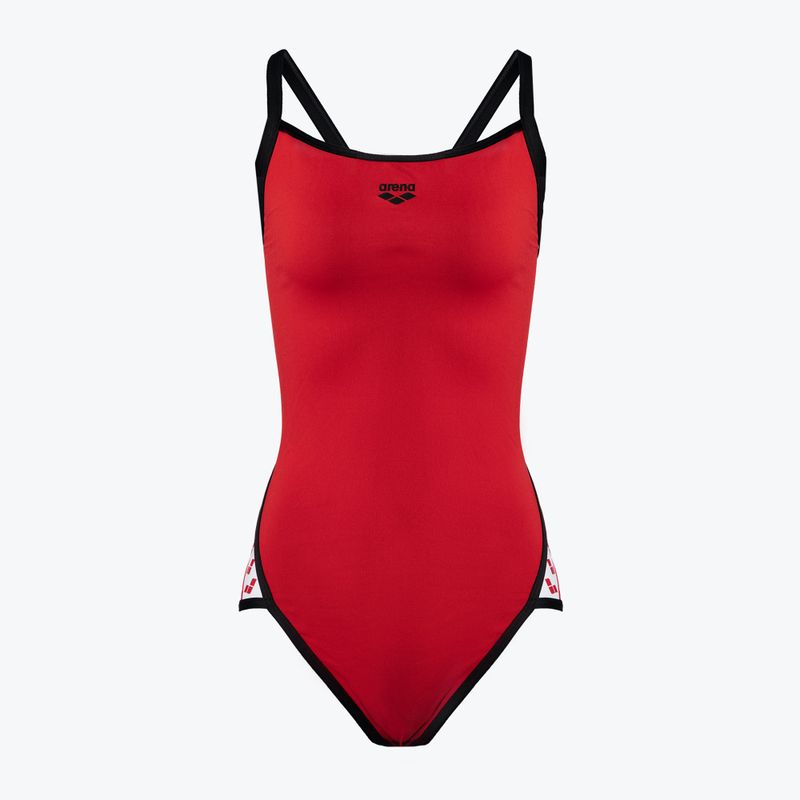 Costume da bagno intero donna arena Team Stripe Super Fly Back One Piece rosso/nero