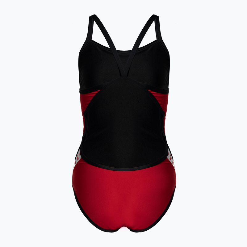 Costume da bagno intero donna arena Team Stripe Super Fly Back One Piece rosso/nero 2